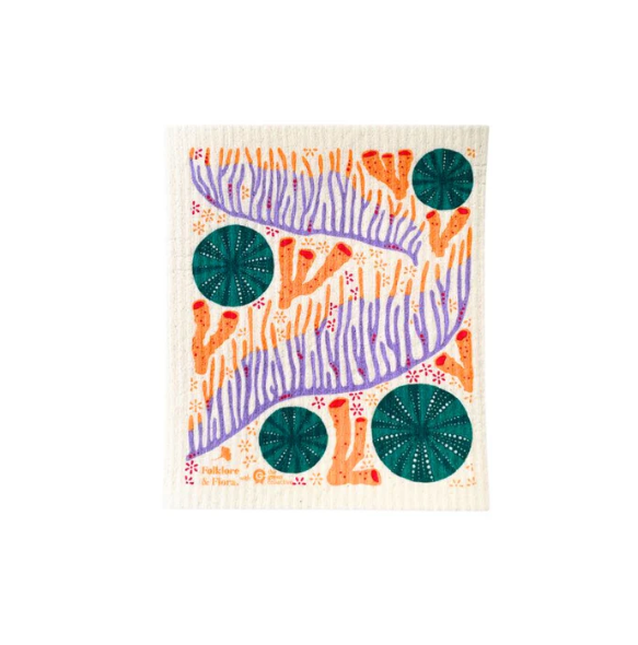 Swedish Dishcloth SPRUCE - Coral & Kina by Folklore & Flora