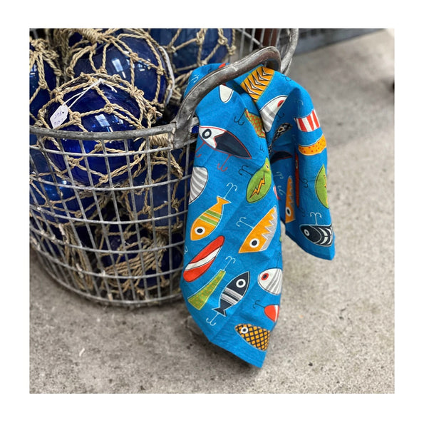 Hank - 7. Vintage Lures by Kate Rhees - Organic Cotton Handkerchief