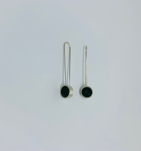 Caim Earrings - Pounamu & Stirling Silver