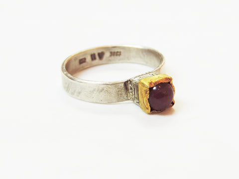 Gold, Ruby and Stirling Silver Ring