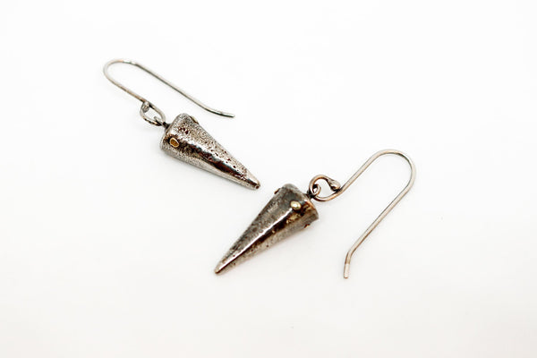 Sterling Silver Cone drops with gold nuggets