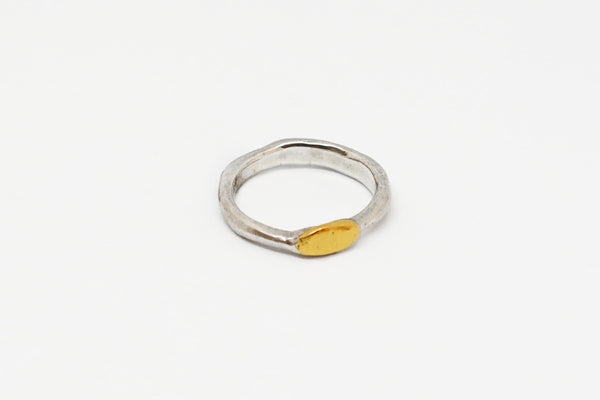 Raw organic ring with Gold nugget
