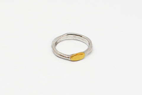 Raw organic ring with Gold nugget