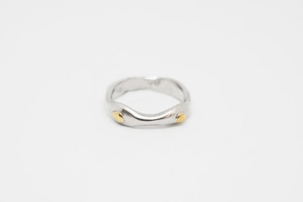 Stirling Silver ring with Gold nuggets