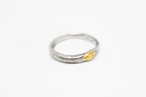 Raw organic ring with Gold nugget
