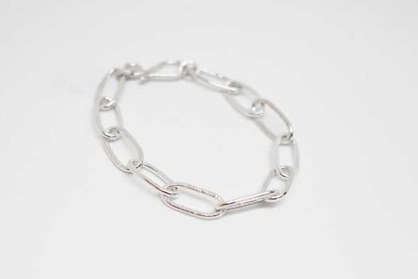 Textured Silver Chain Link Bracelet