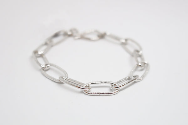 Textured Silver Chain Link Bracelet