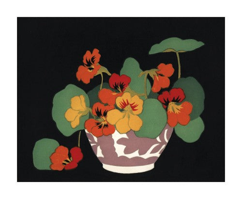 Nasturtiums., c.1922 - Woodcut by John Hall Thorpe
