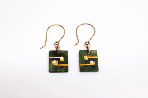 Kowhaiwhai (Painted Scroll) Gold Accent Earrings