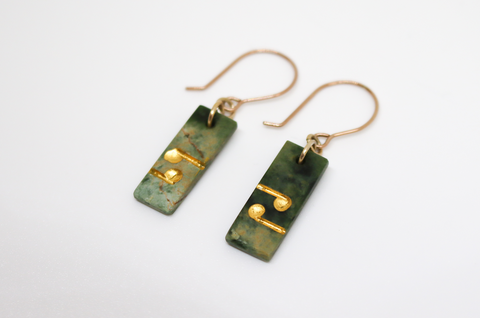 Kowhaiwhai (Painted Scroll) Gold Accent Earrings