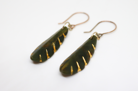 Gold Parataniwha Leaf Earrings