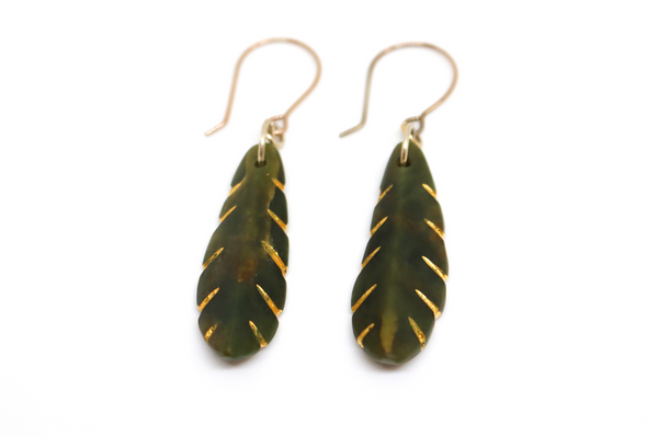 Gold Parataniwha Leaf Earrings