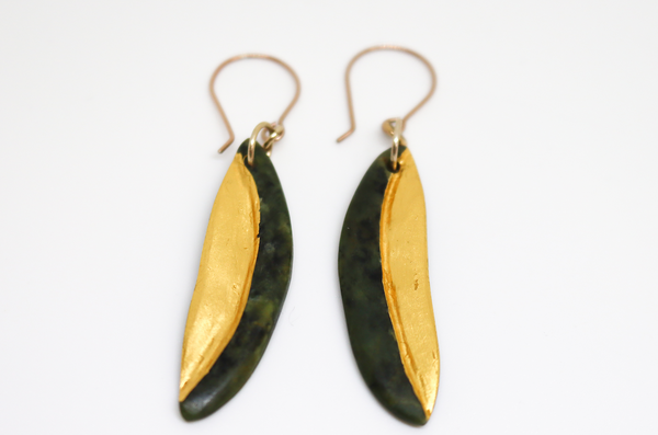 Half Gold Leaf Earrings