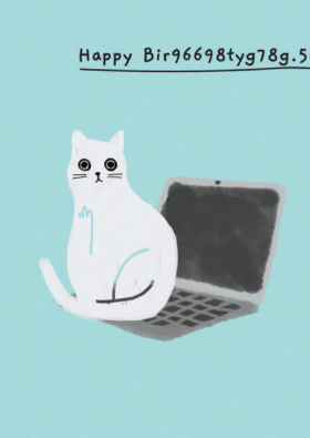 Happy Birthday Laptop Cat Greeting Card
