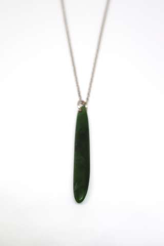 Freeform Pounamu Drop Pendant - Sterling Silver Chain