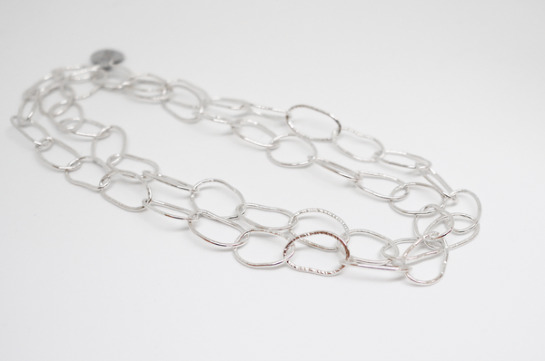 Textured Hammered Sterling Silver Chain