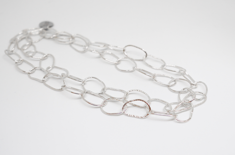 Textured Hammered Sterling Silver Chain