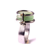 Sea Glass and Stainless Steel Ring