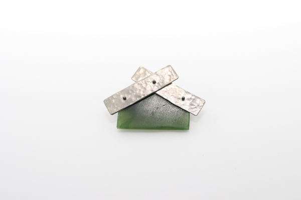 Pounamu and Sterling Silver Wharenui Brooch