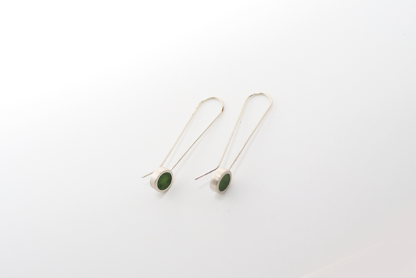 Pounamu and Sterling Silver Caim Earrings