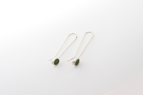 Pounamu and Sterling Silver Caim Earrings