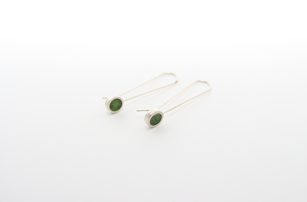Pounamu and Sterling Silver Caim Earrings