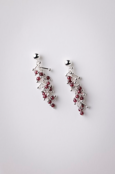 Tutu & Garnet Sterling Silver Stud Earrings