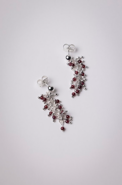 Tutu & Garnet Sterling Silver Stud Earrings