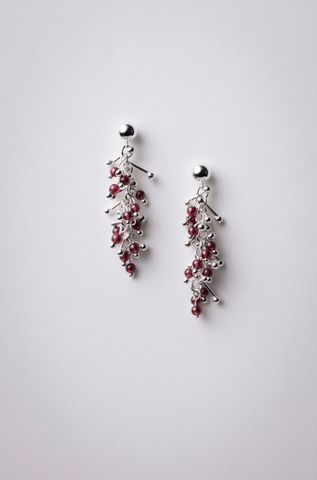 Tutu & Garnet Sterling Silver Stud Earrings
