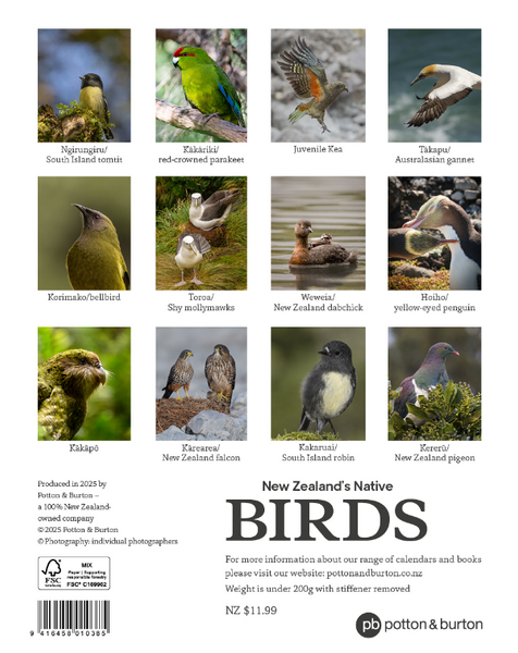 2026 New Zealand's Native Birds Calendar