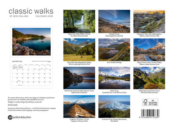 2026 Classic Walks of New Zealand Calendar