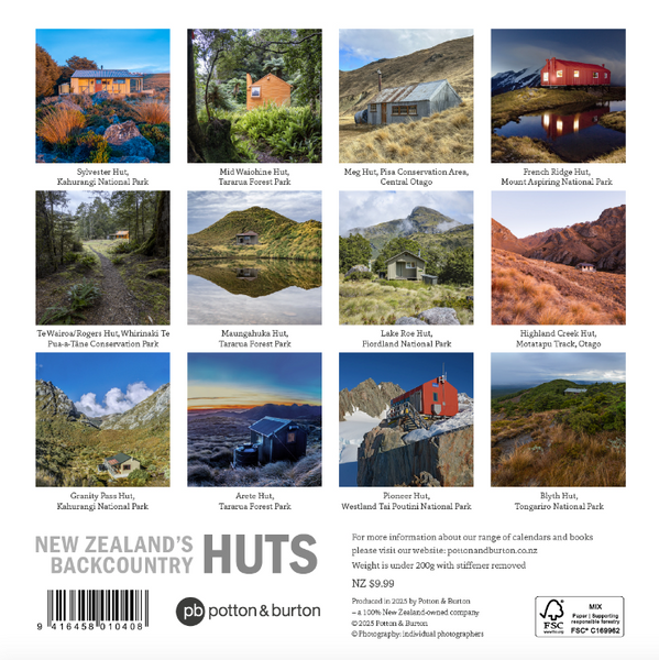 2026 New Zealand’s Backcountry Huts Calendar