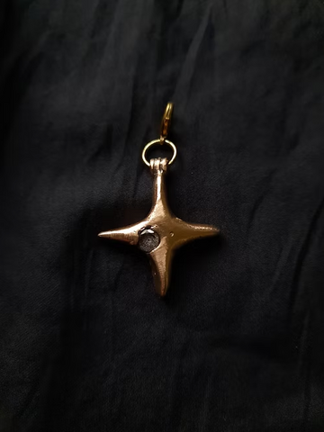Star Charm (With Indigo Silk Ribbon)
