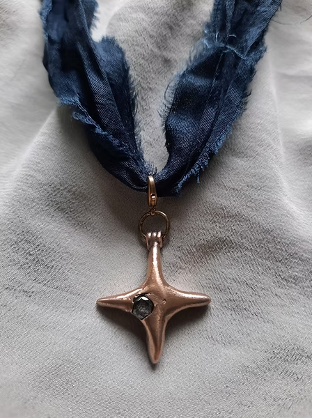 Star Charm (With Indigo Silk Ribbon)