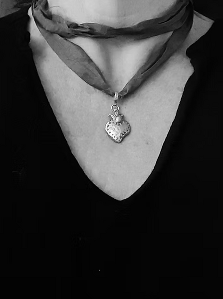 Amulet in Pearl (With Indigo Ribbon)