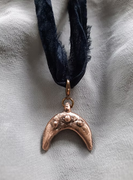 Moon Charm (With Jet Ribbon)