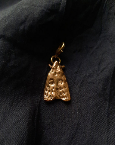 Moth Charm (With Olive Silk Ribbon)