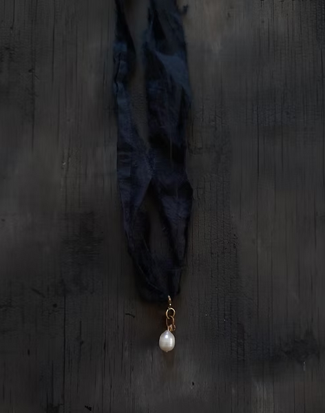 Amulet in Pearl (With Indigo Ribbon)