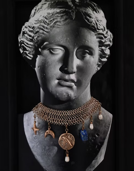 Amulet in Pearl (With Indigo Ribbon)