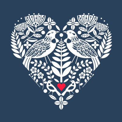 New Zealand Indigo Tui Heart (detail) (Mini card) - Ellen Giggenbach