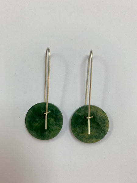 Natural Caim Earring - Pounamu - Sterling Silver