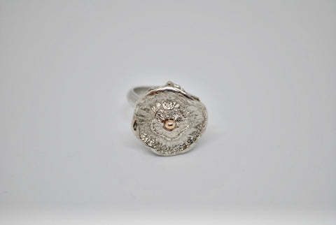 Solid STG Silver & 9K Gold Handmade Ring