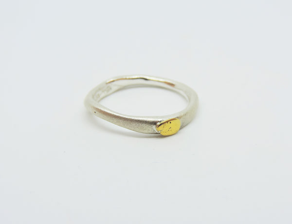 Silver Organic band with Gold Nugget