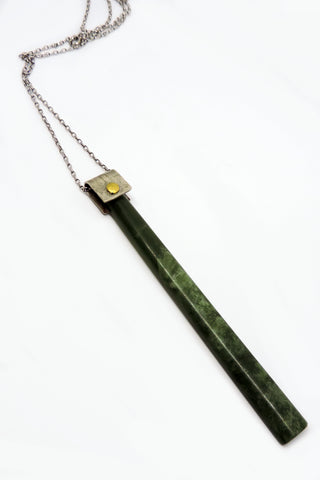 Jade, Stirling Silver and 24ct Gold Pendant