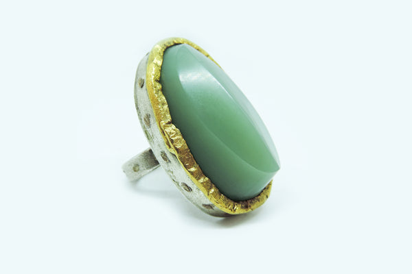 Inanga , Gold and Stirling Silver Ring