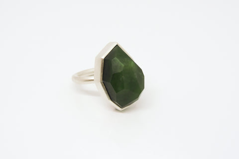 Pounamu Facetted Geometric Ring