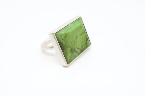 Pounamu Facetted Rectangle Ring