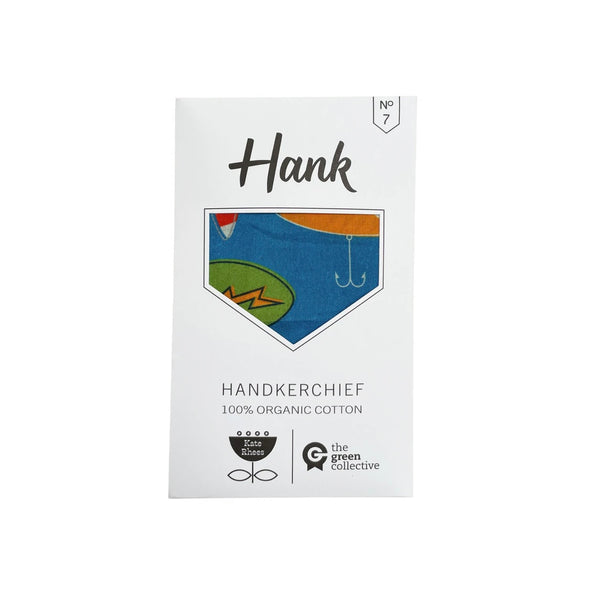 Hank - 7. Vintage Lures by Kate Rhees - Organic Cotton Handkerchief