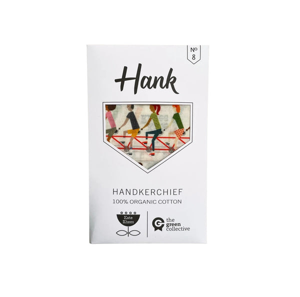 Hank - 8. Tandem Bikes by Kate Rhees - Organic Cotton Handkerchief