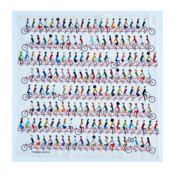 Hank - 8. Tandem Bikes by Kate Rhees - Organic Cotton Handkerchief